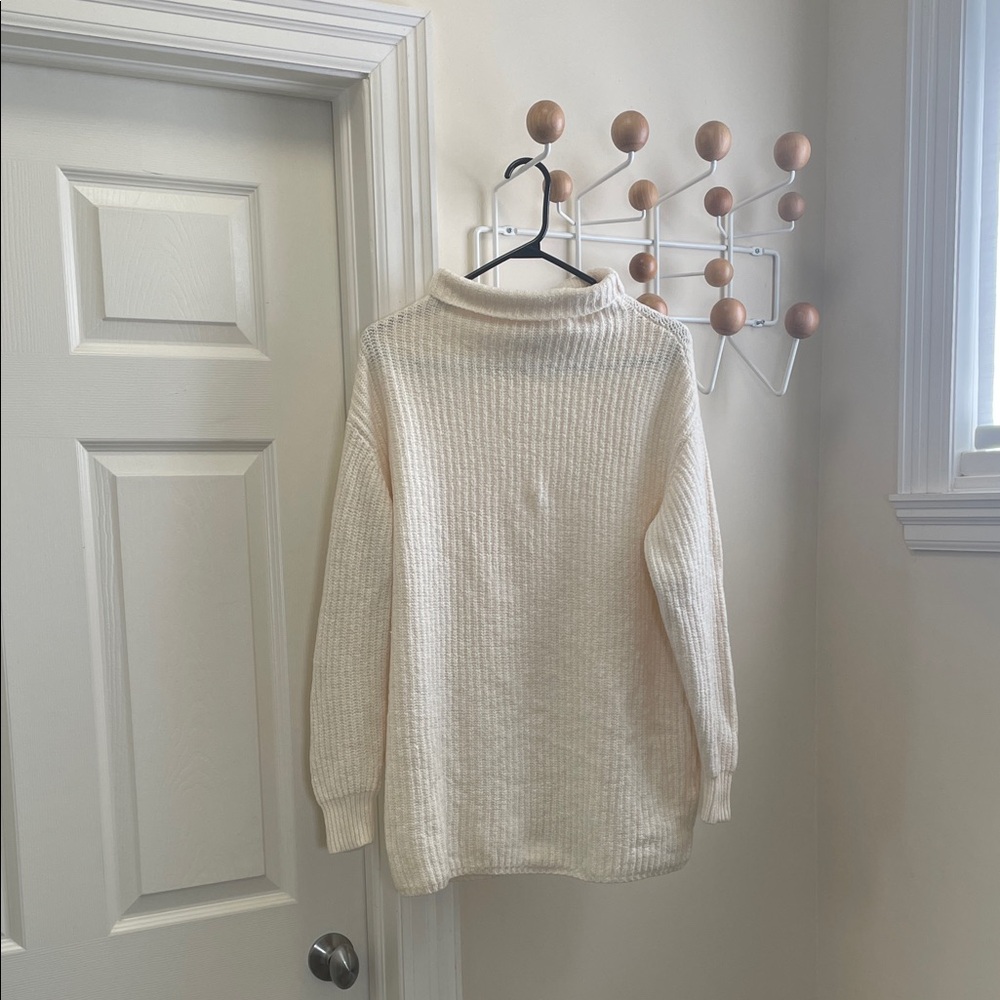 Aritzia - Wilfred - Mock Turtle Neck Merino Wool Chunky Sweater Cream Neutral S